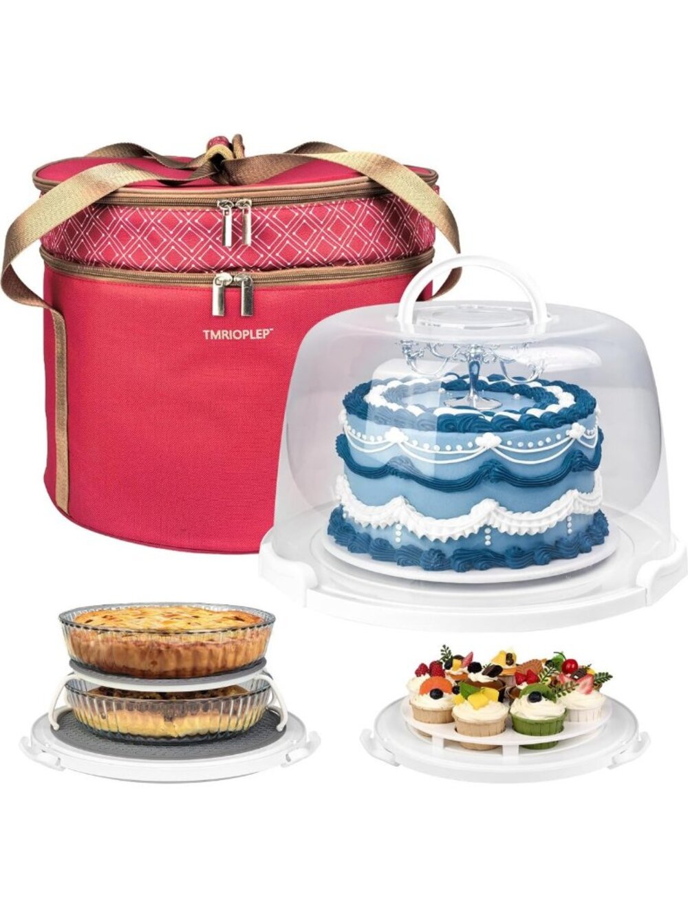 Insulated Tall Cake Carrier with Lid & Handle - Perfect for Pies, Cupcakes